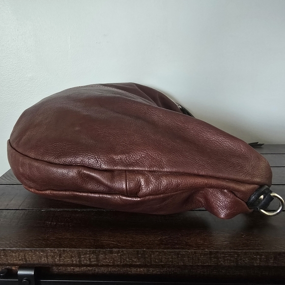 Borse In Pelle Brown Genuine Leather Hobo Crescent Shoulder Bag Fringe Italy - Picture 5 of 16